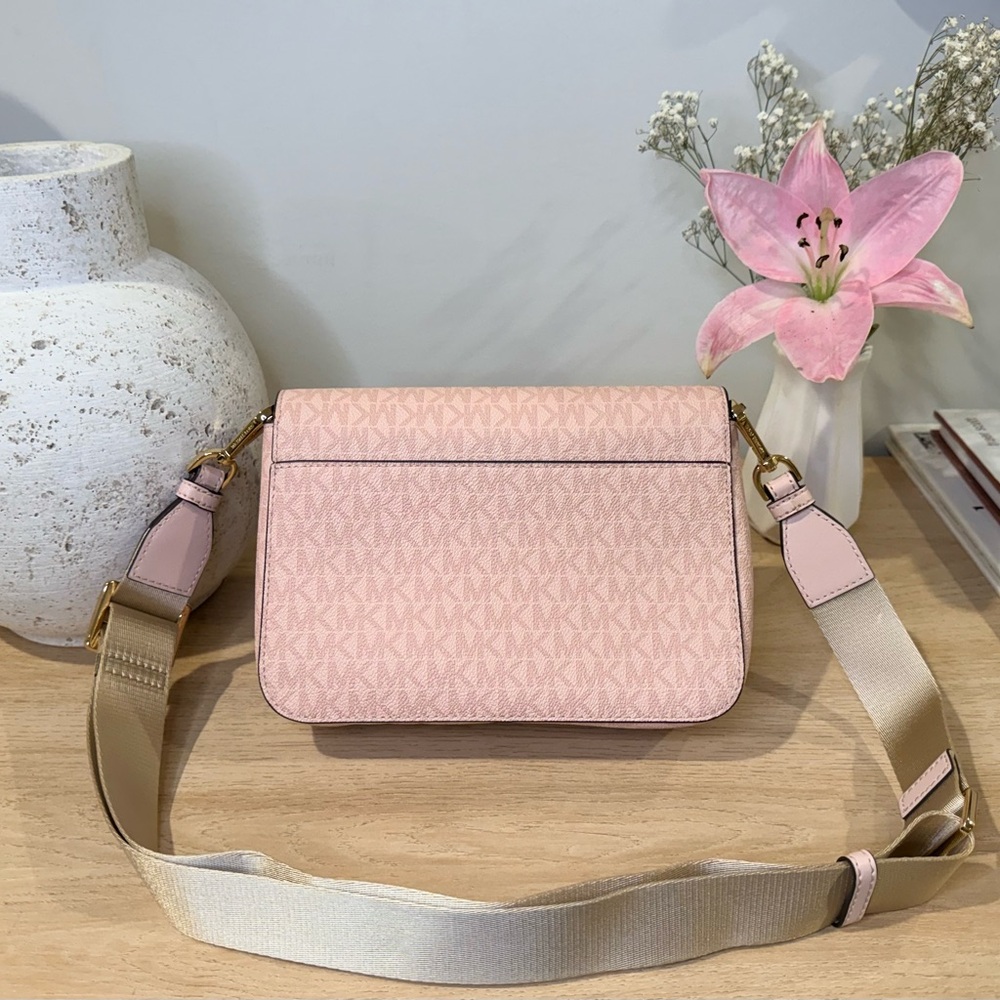 Michael Kors Sloan Editor Medium Logo Messenger Bag Powder Blush Crossbody - Picture 3 of 9